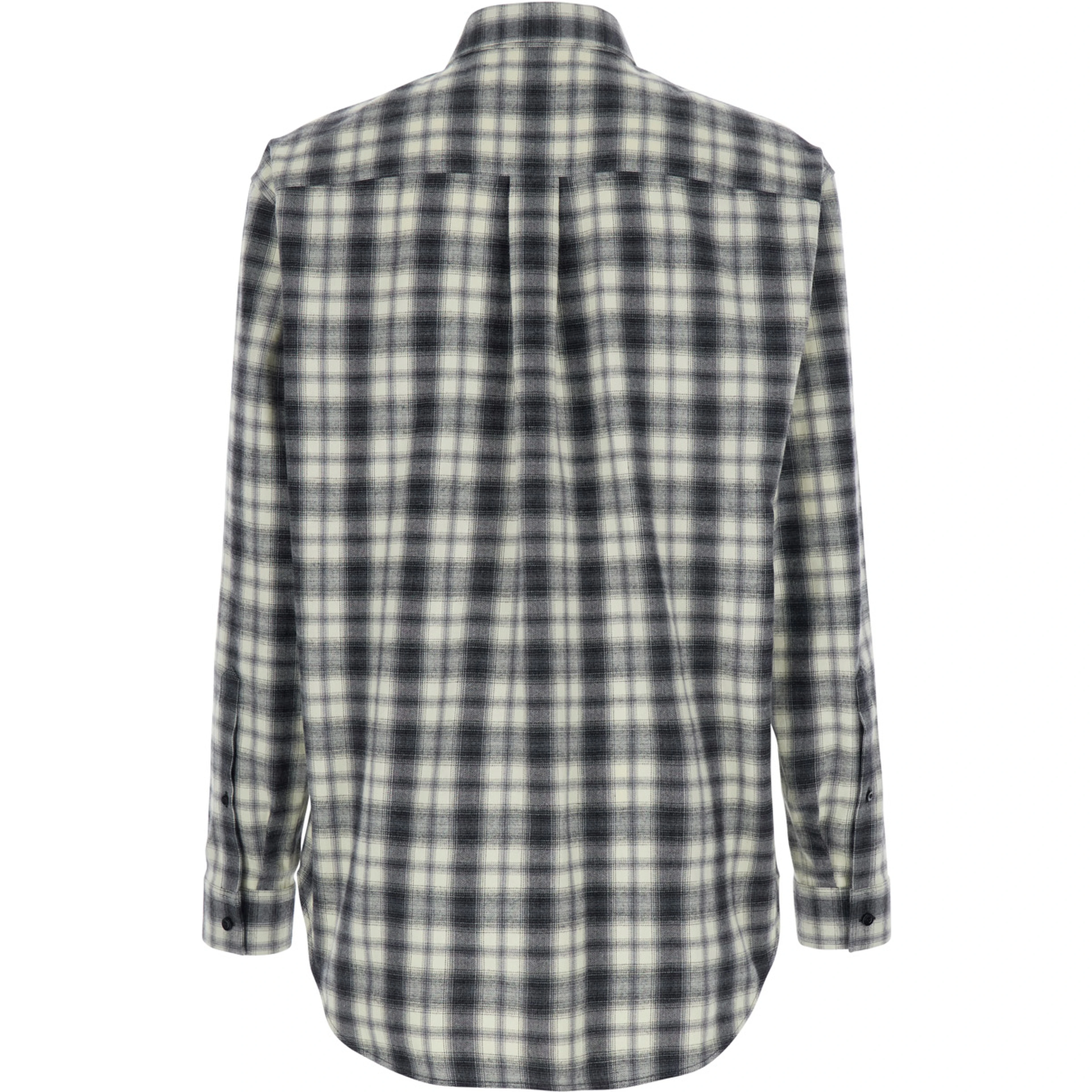 black and white Shirt with all-over stripe Motif in cotton flannel for men