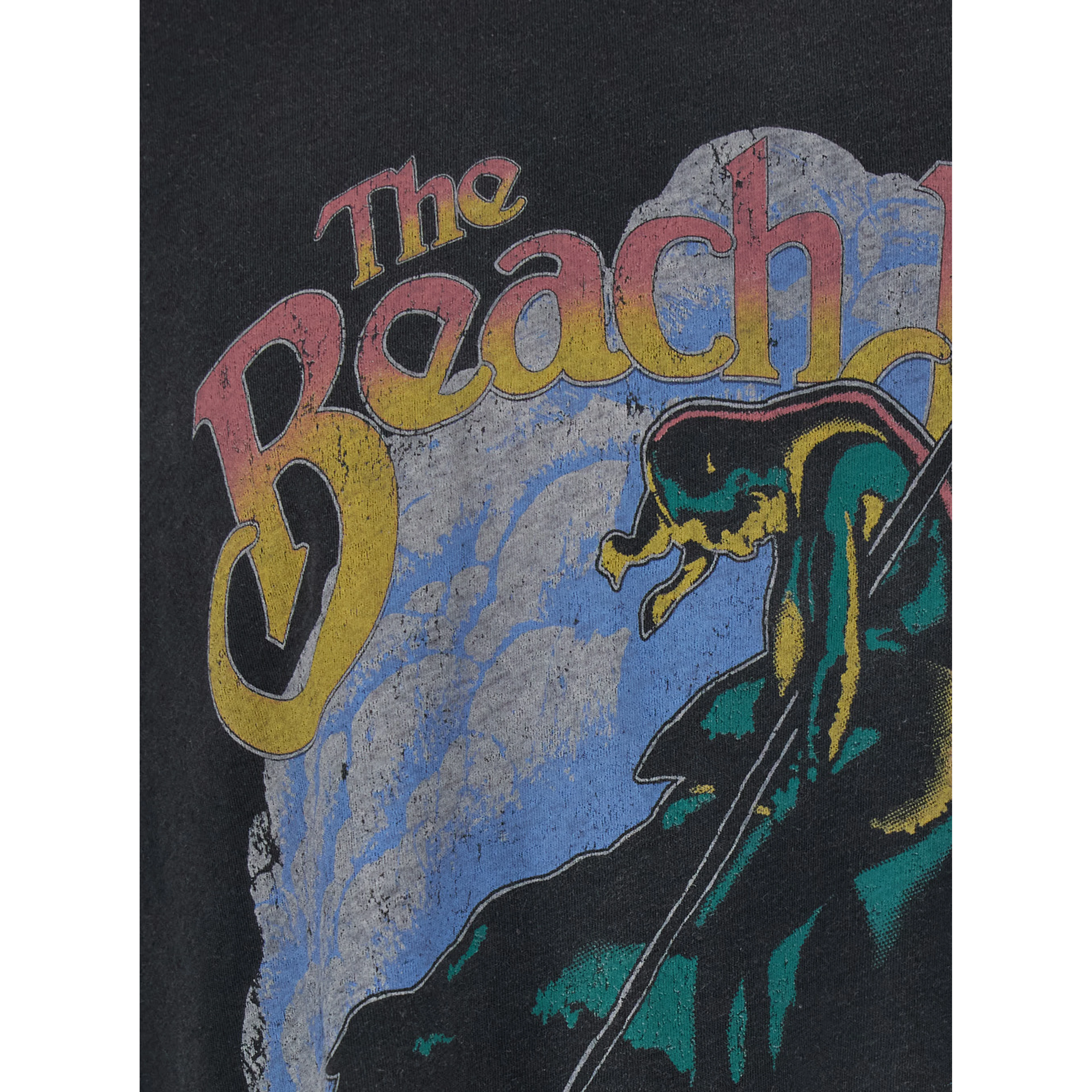Black Crew Neck T-Shirt with Maxi Print on Front and Back in Cotton for Men