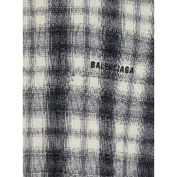 black and white Shirt with all-over stripe Motif in cotton flannel for men