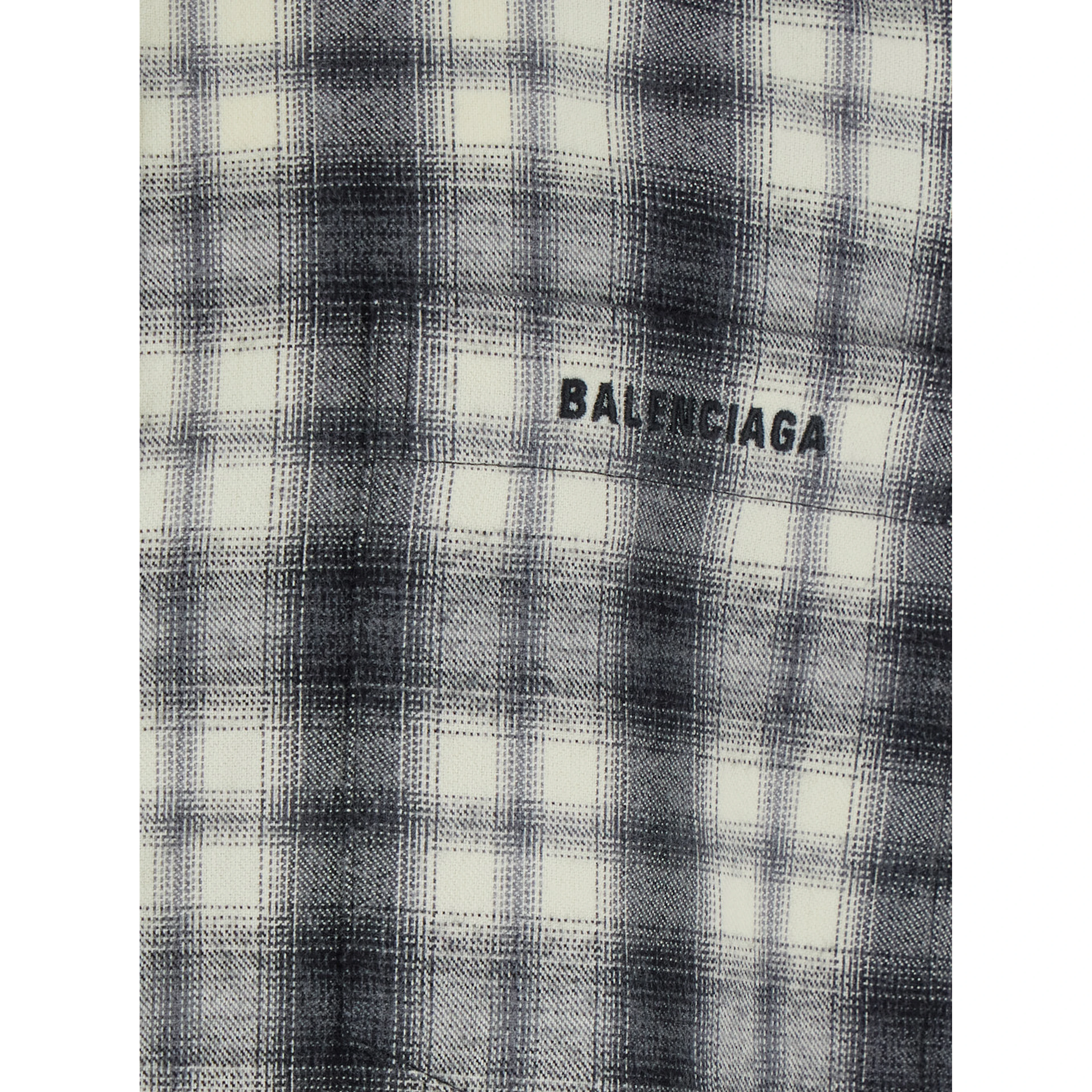 black and white Shirt with all-over stripe Motif in cotton flannel for men