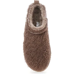 Brown Mules with logo patch on the side in fur for women