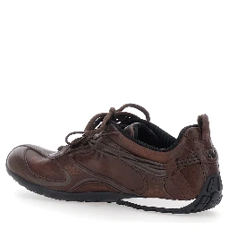 Radar Brown Low Top Sneakers with Logo Patch on the Tongue in Leather for Men