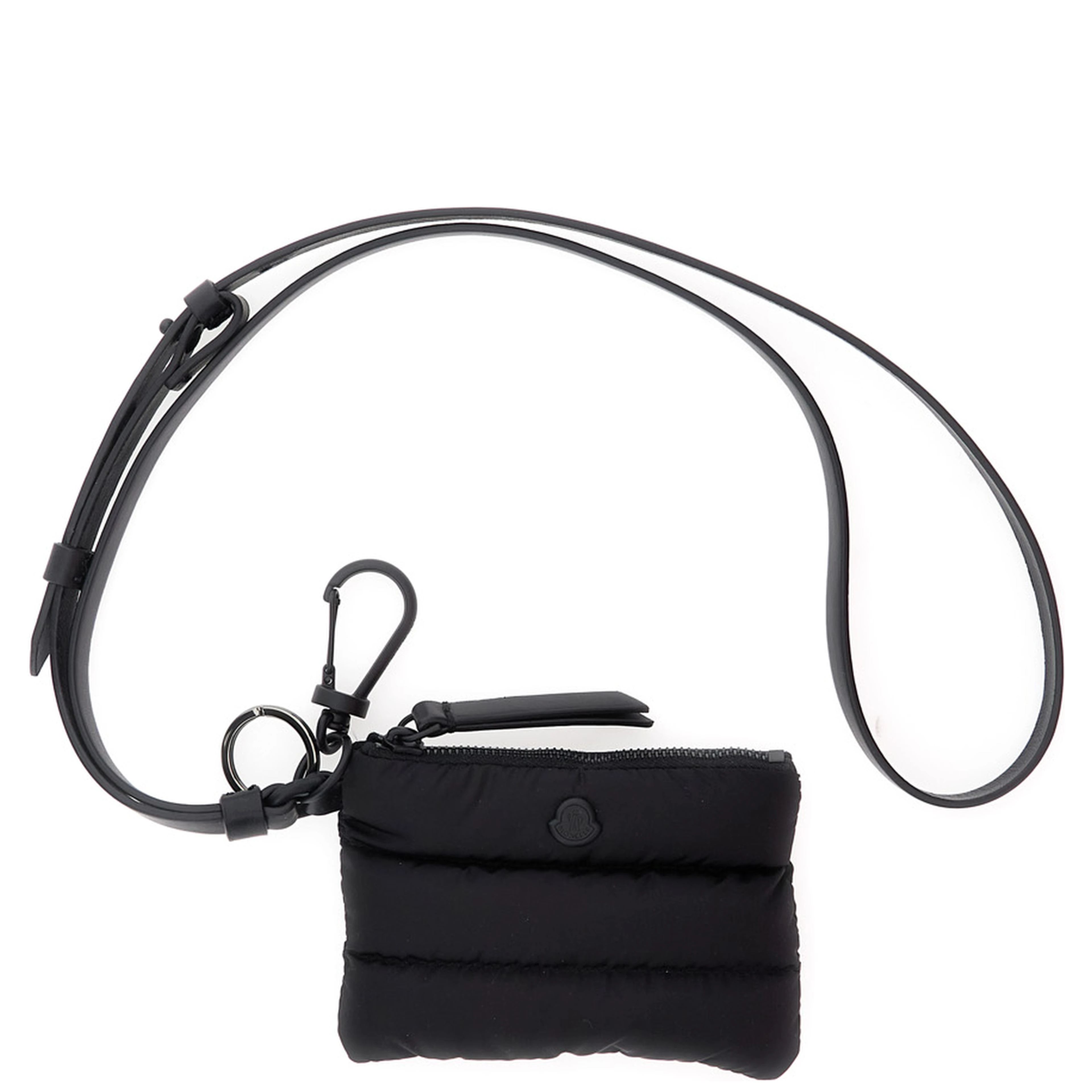 Caradoc Black Cardholder with Logo Patch on the Front and Adjustable and Removable Strap in Fabric for Men