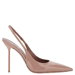 Pumps Lidia Slingback with High Stiletto Heel and Elasticized Strap in Pink Leather for Women