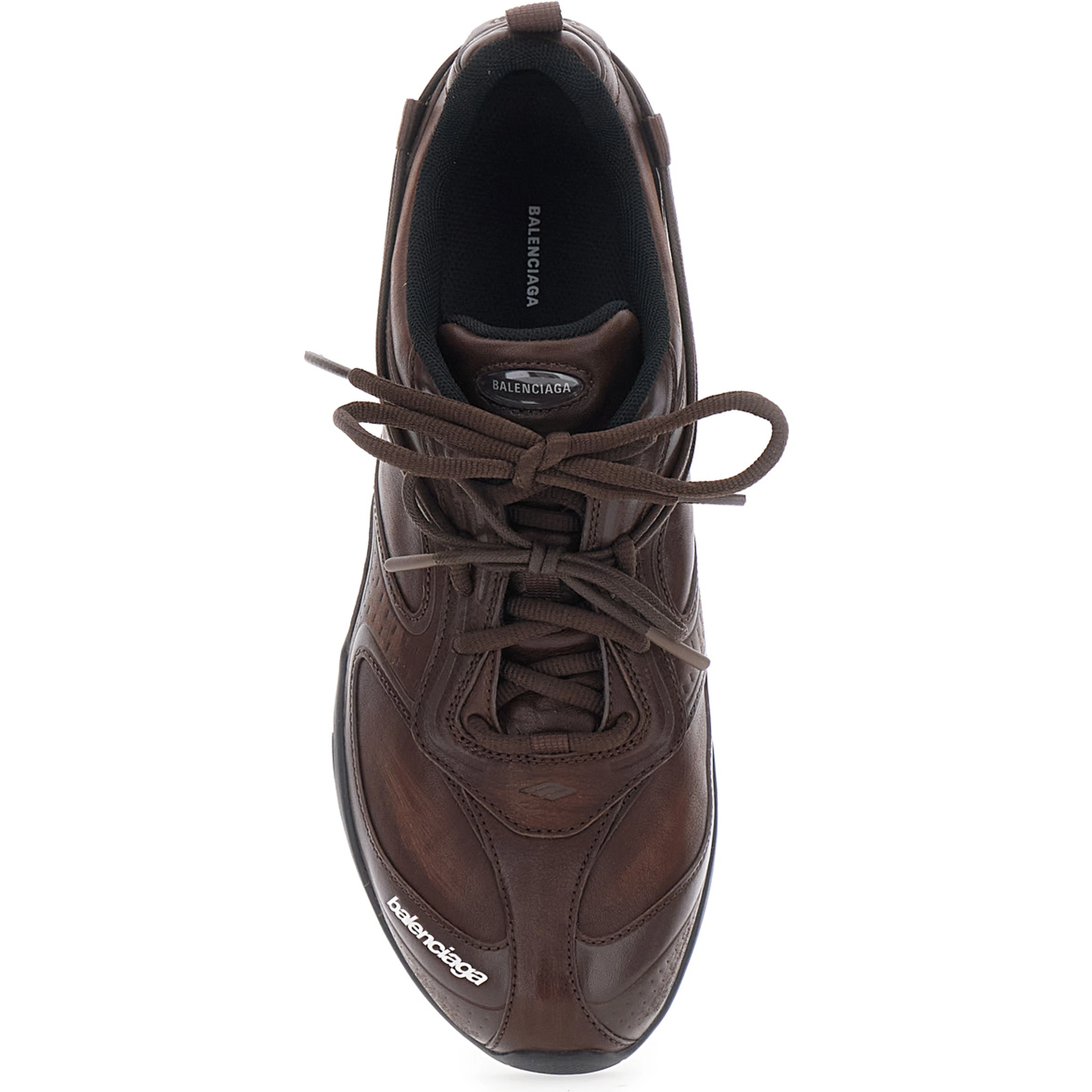 Radar Brown Low Top Sneakers with Logo Patch on the Tongue in Leather for Men