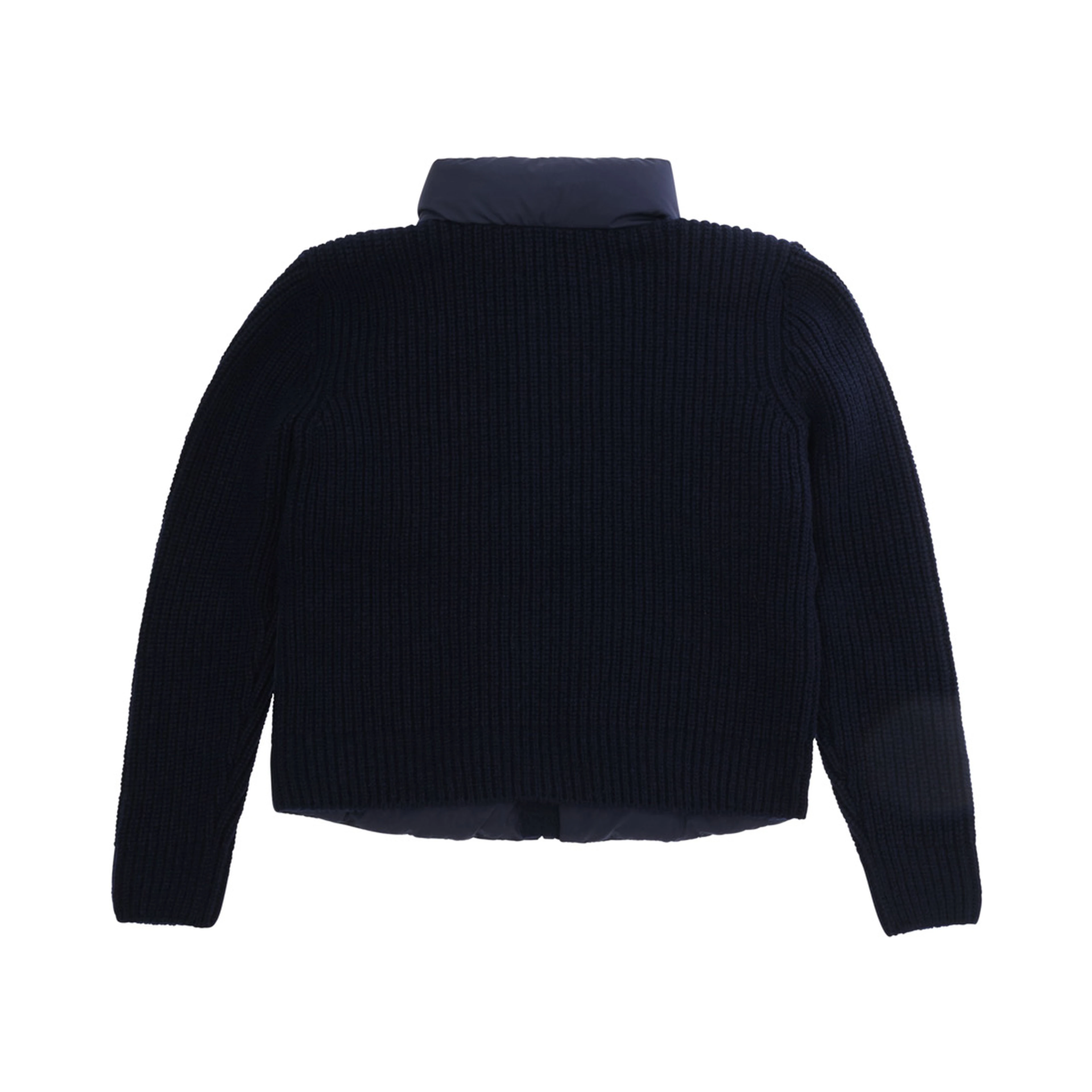 Blue Sweater with high collar and front logo patch in cotton and Tech Fabric Girl