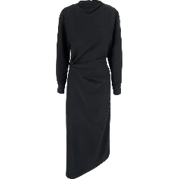 Black Dress with ruffles on the front and bow on the back in Tech Fabric for women