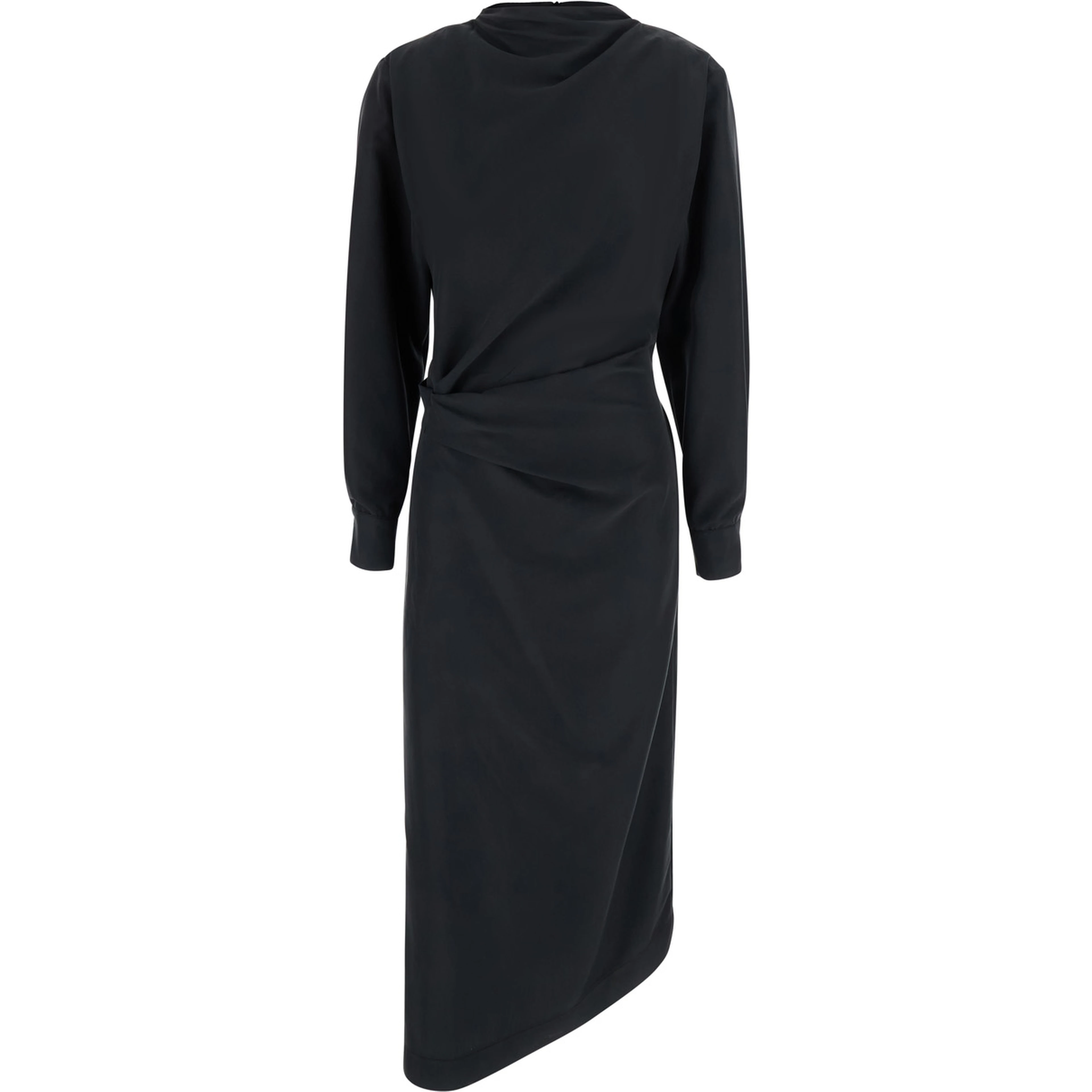 Black Dress with ruffles on the front and bow on the back in Tech Fabric for women