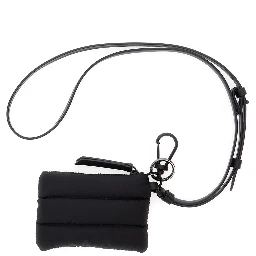 Caradoc Black Cardholder with Logo Patch on the Front and Adjustable and Removable Strap in Fabric for Men