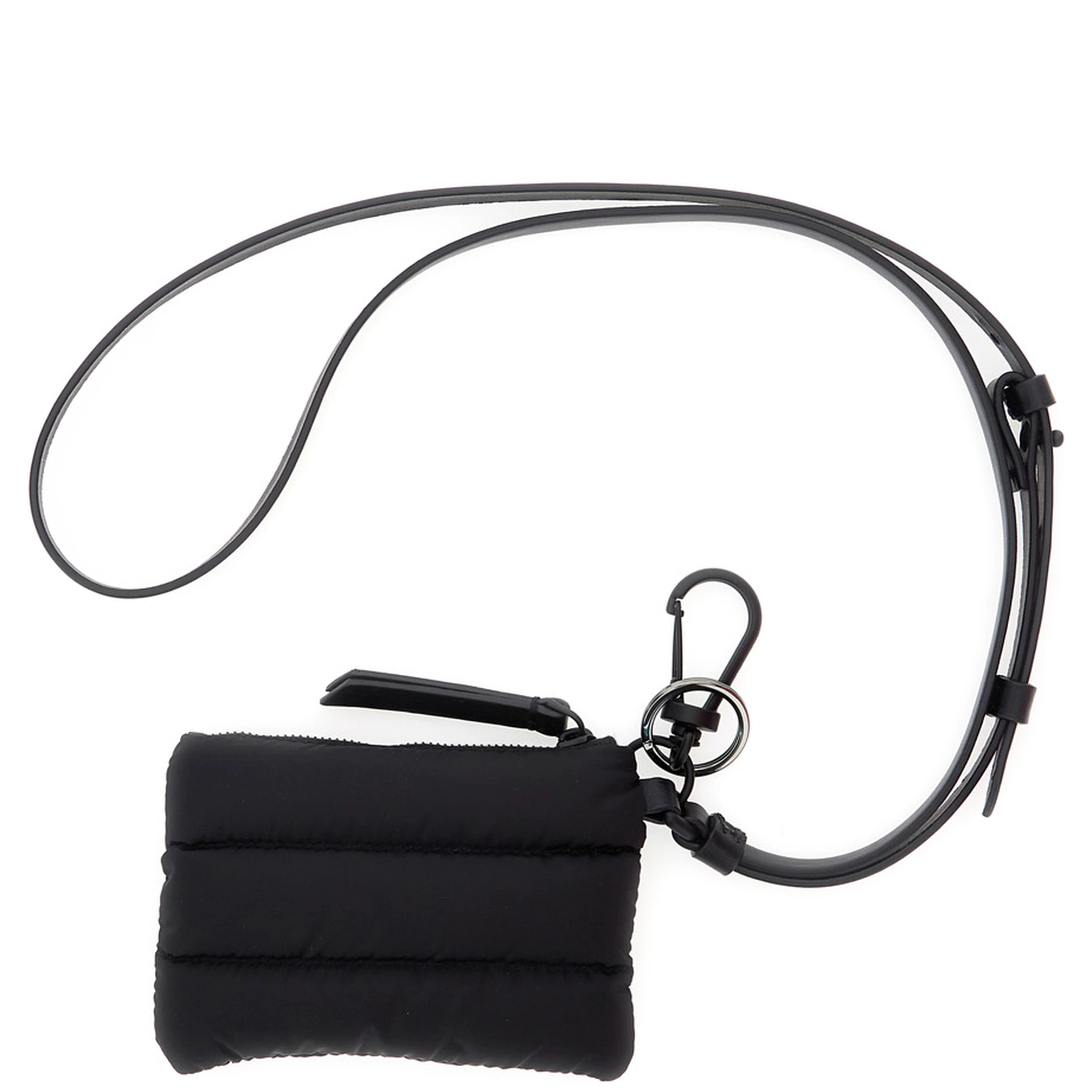 Caradoc Black Cardholder with Logo Patch on the Front and Adjustable and Removable Strap in Fabric for Men