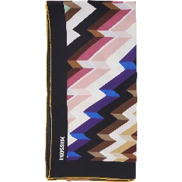 Multicolor scarf with logo lettering and striped motif in silk for women