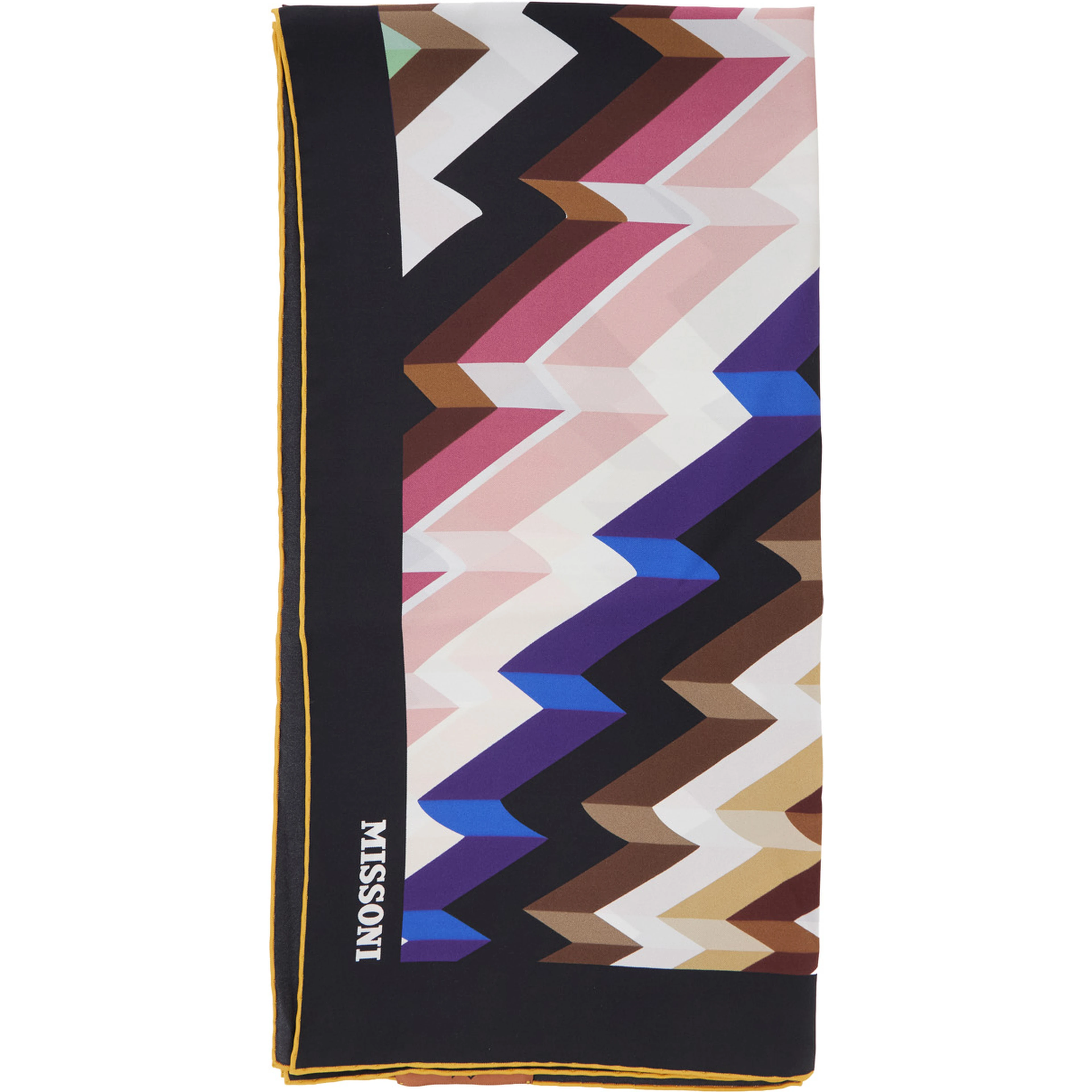 Multicolor scarf with logo lettering and striped motif in silk for women