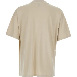 White Crew neck T-shirt with large print on the front in cotton for men