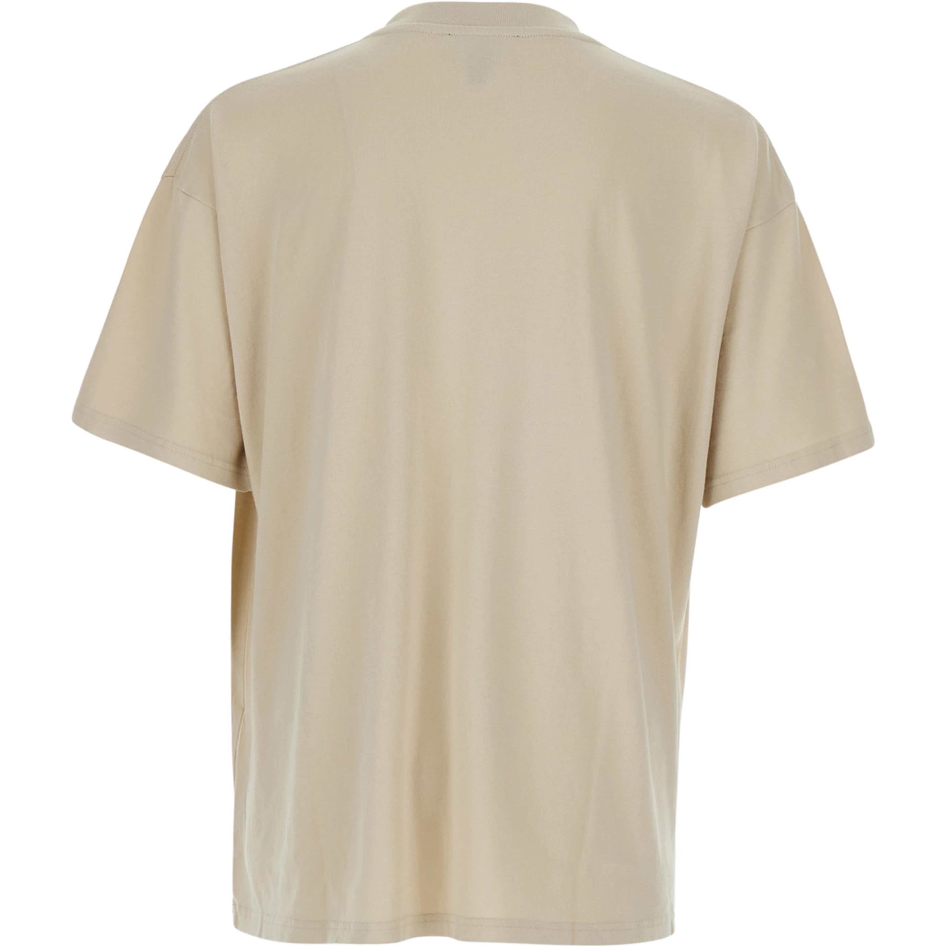White Crew neck T-shirt with large print on the front in cotton for men