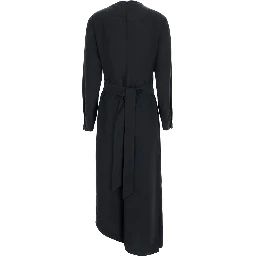 Black Dress with ruffles on the front and bow on the back in Tech Fabric for women