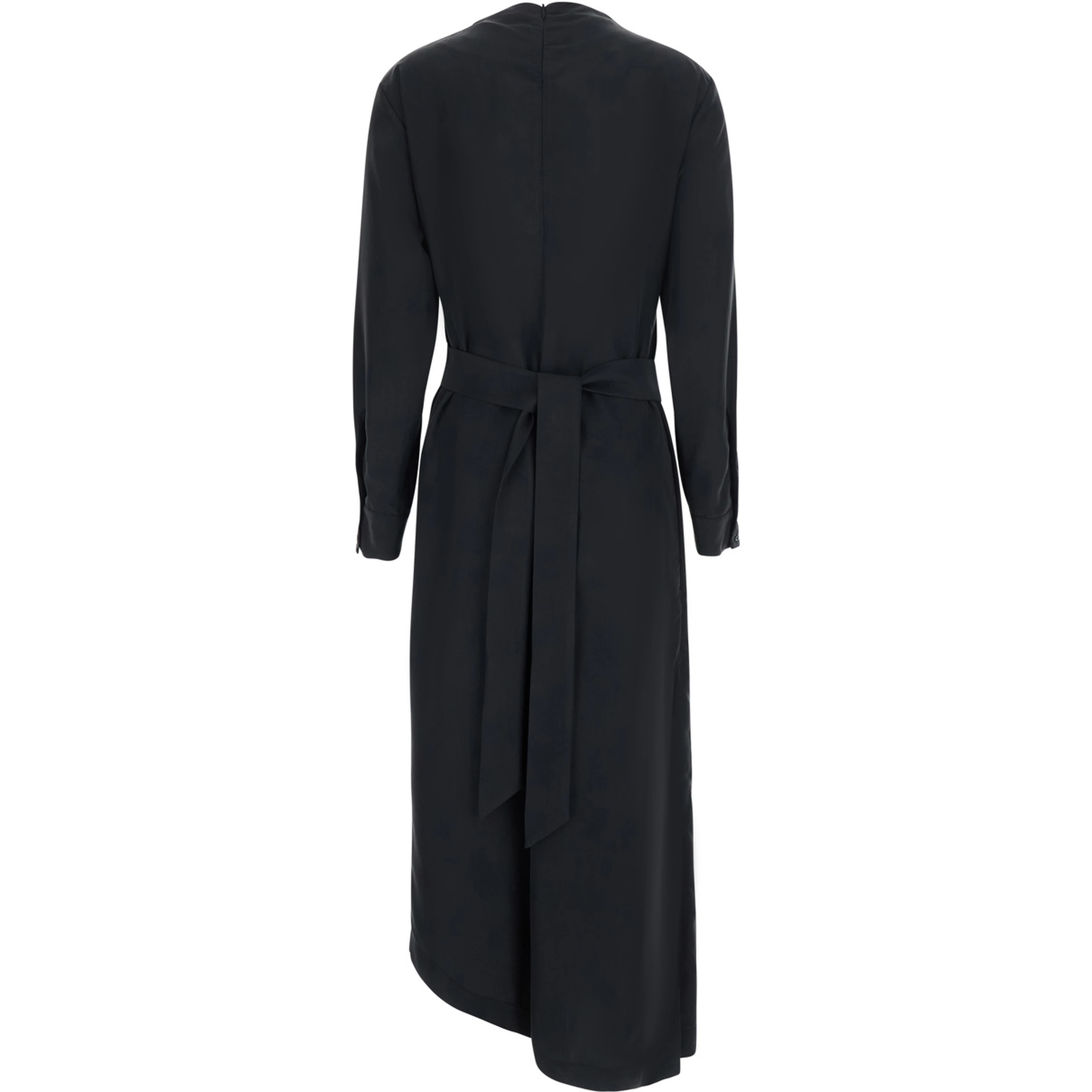 Black Dress with ruffles on the front and bow on the back in Tech Fabric for women