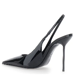 LIDIA SLINGBACK PATENT 105 High Heel Black Patent Leather Womens Pumps
