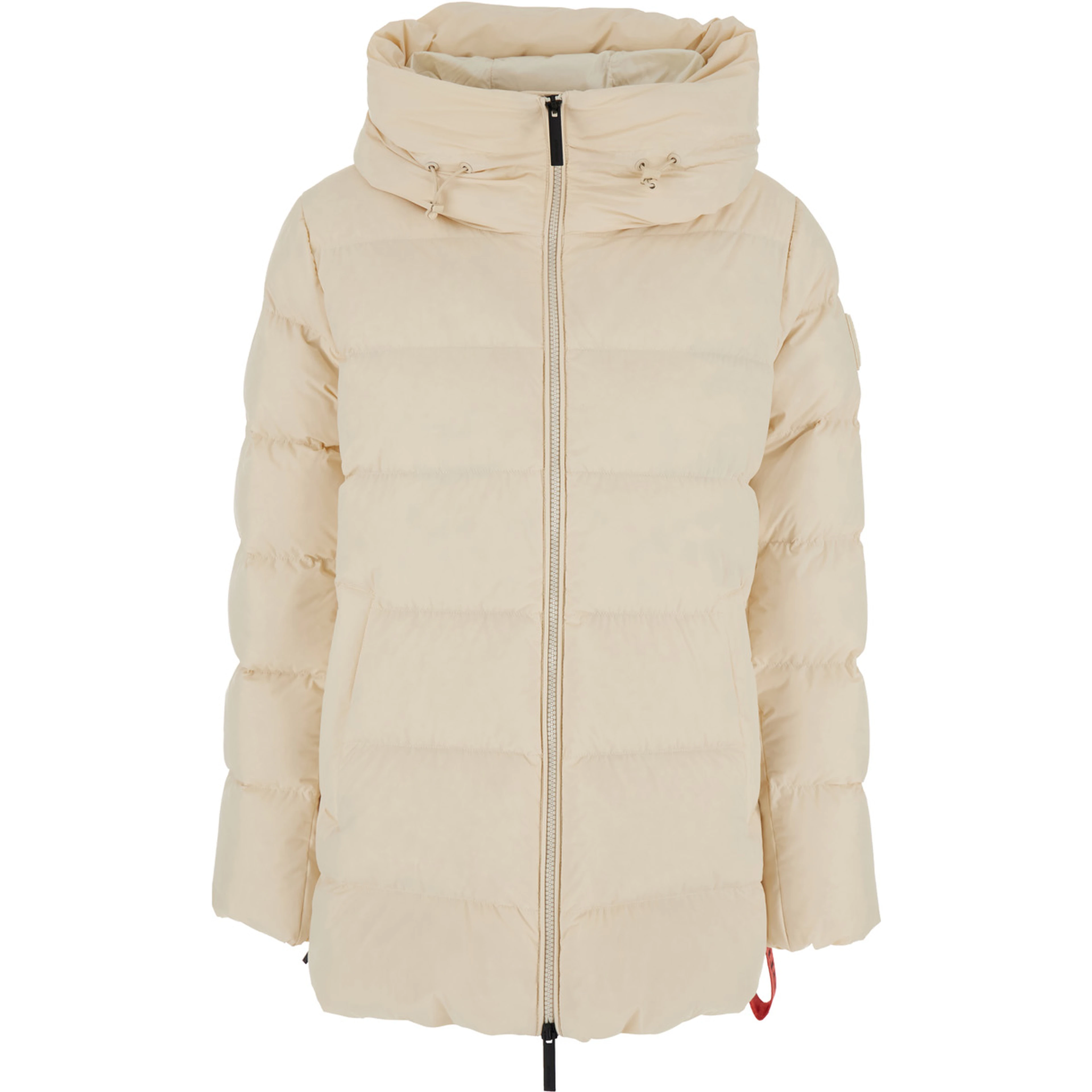LEVI Cream white Down jacket with zip and logo patch on the sleeve in Tech Fabric women
