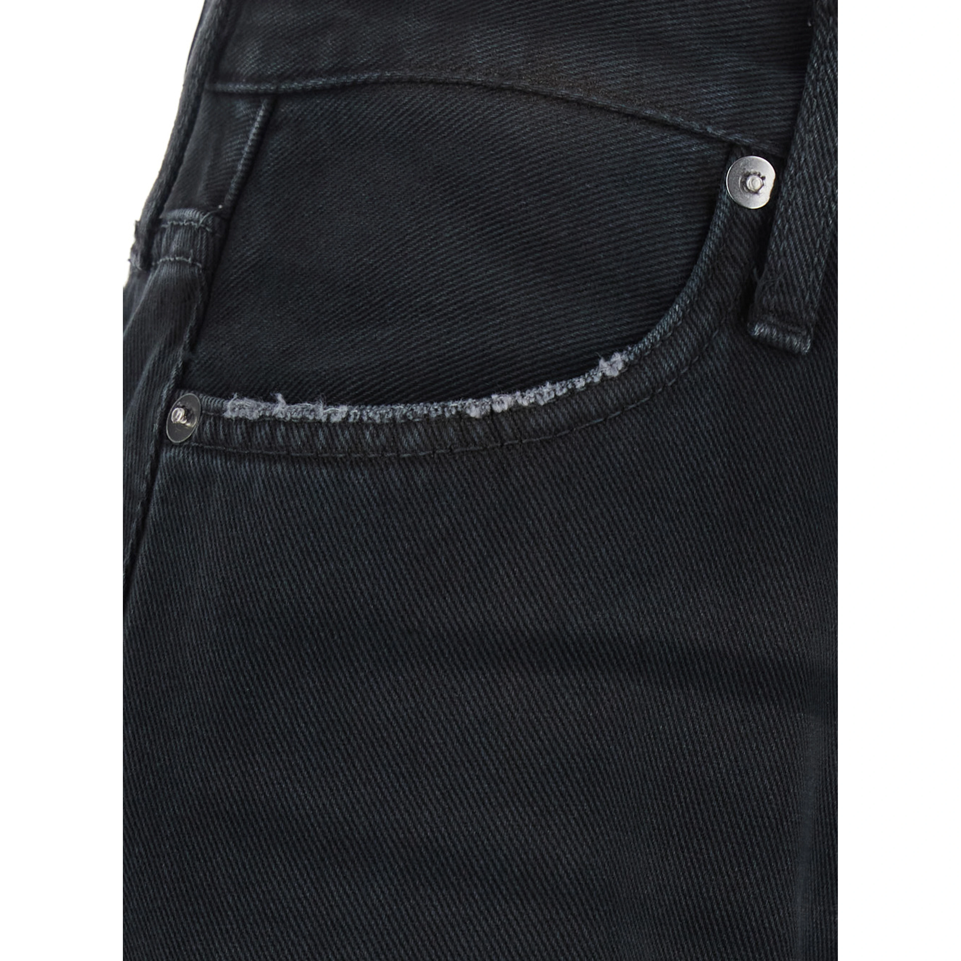 Black Jeans with Logo Patch on the Back and Wide Leg in Denim for Women