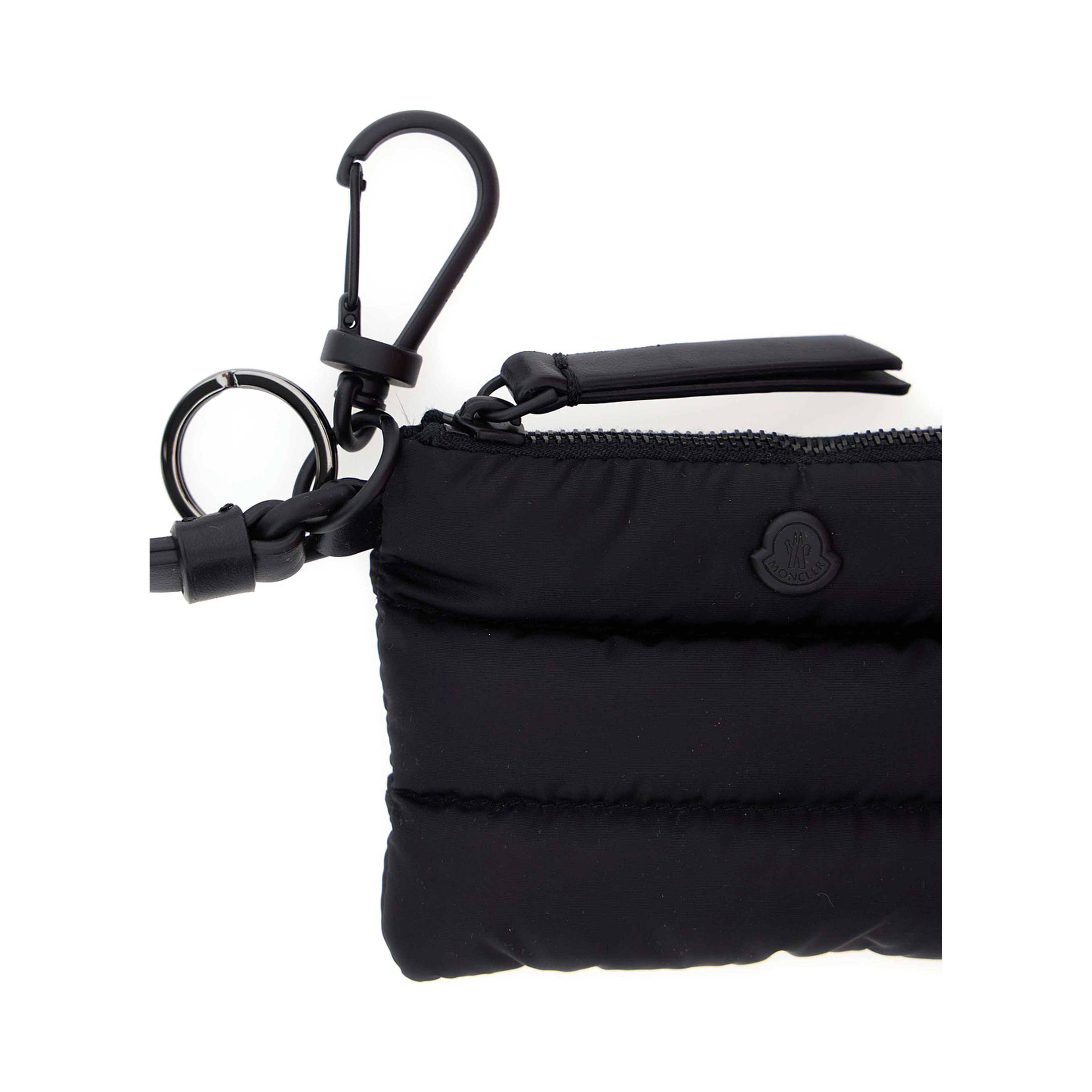 Caradoc Black Cardholder with Logo Patch on the Front and Adjustable and Removable Strap in Fabric for Men
