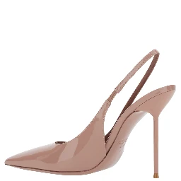 Pumps Lidia Slingback with High Stiletto Heel and Elasticized Strap in Pink Leather for Women