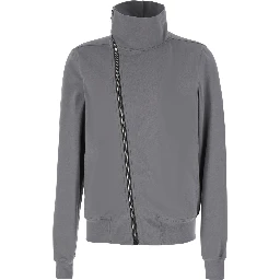 BAUHAUS JOGGER Grey Sweatshirt with high collar and asymmetrical zip closure in cotton for men