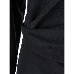 Black Dress with ruffles on the front and bow on the back in Tech Fabric for women