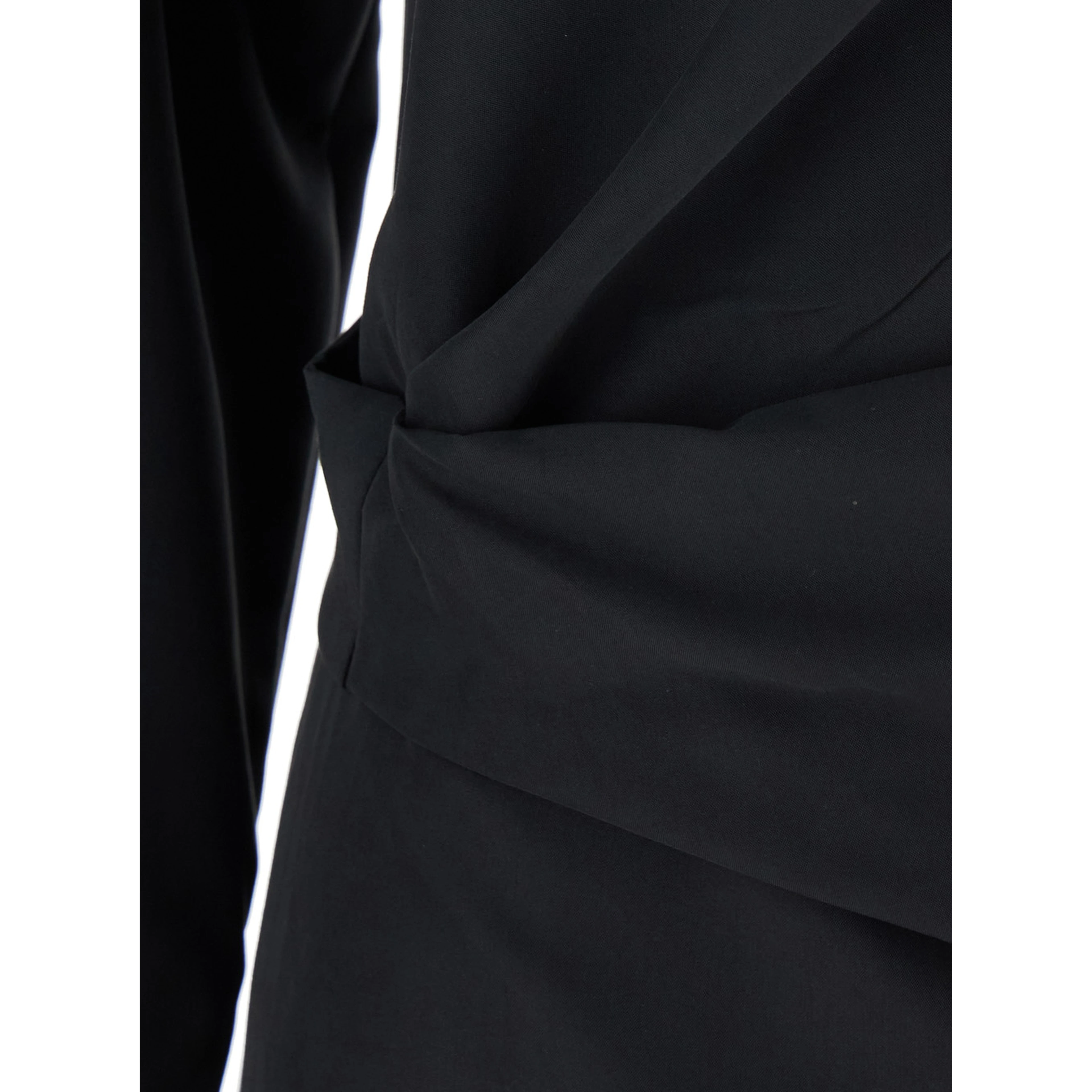 Black Dress with ruffles on the front and bow on the back in Tech Fabric for women