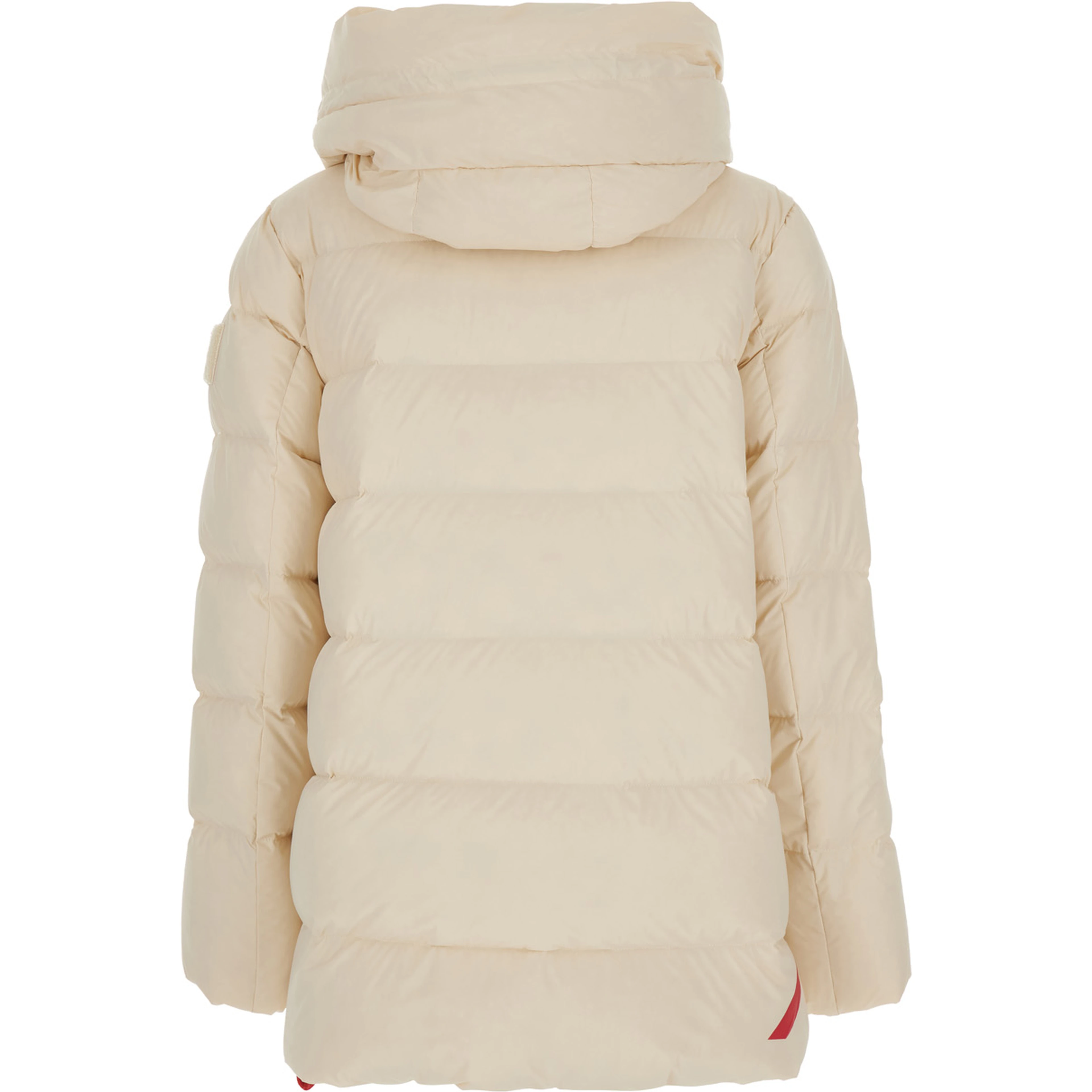LEVI Cream white Down jacket with zip and logo patch on the sleeve in Tech Fabric women