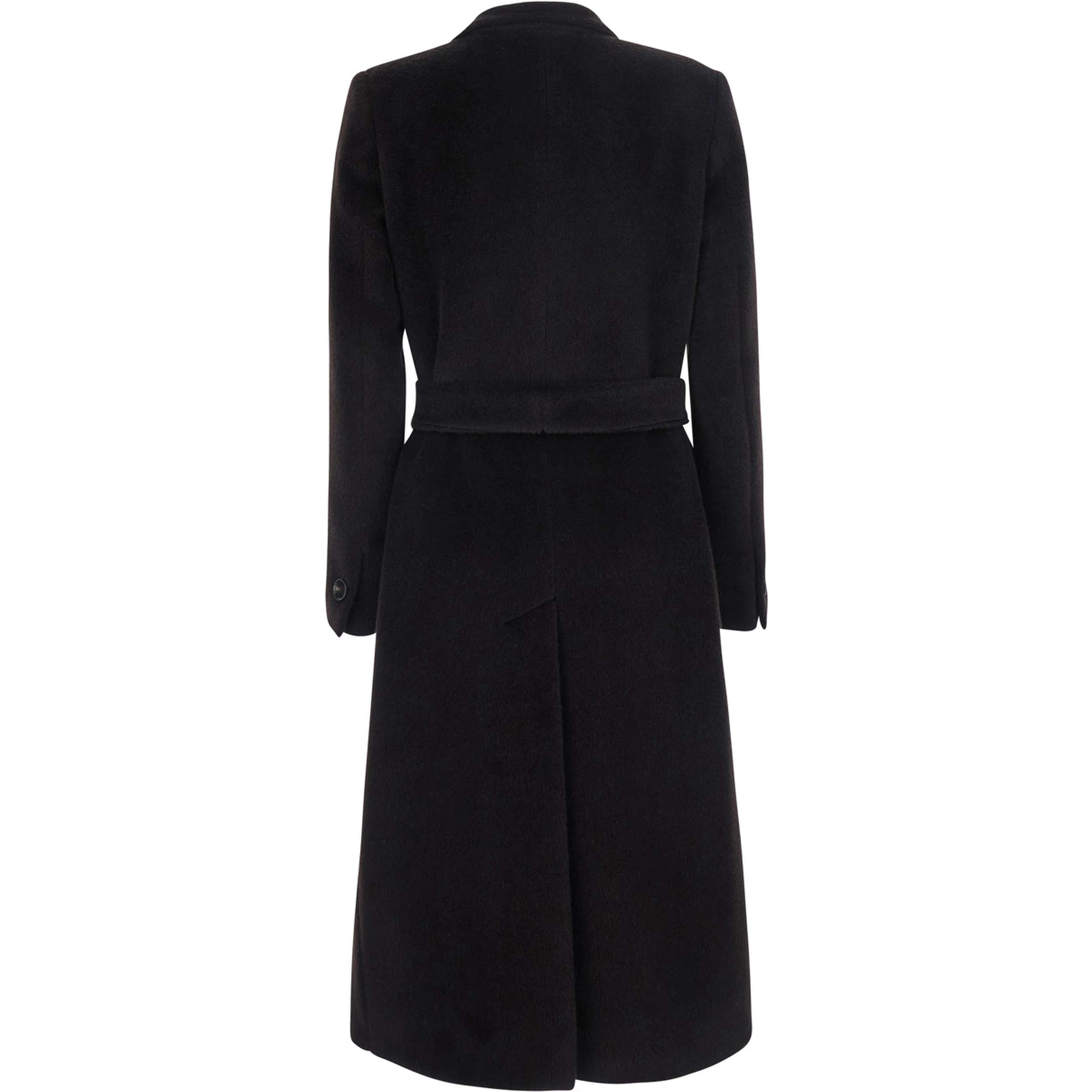 Jole brown Double-breasted coat with Peak revers and waist belt in wool for women