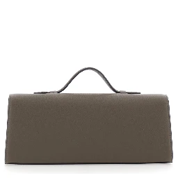 Symmetry Brown Slim Handbag with Top Handle and Turnlock Closure in Leather for Women