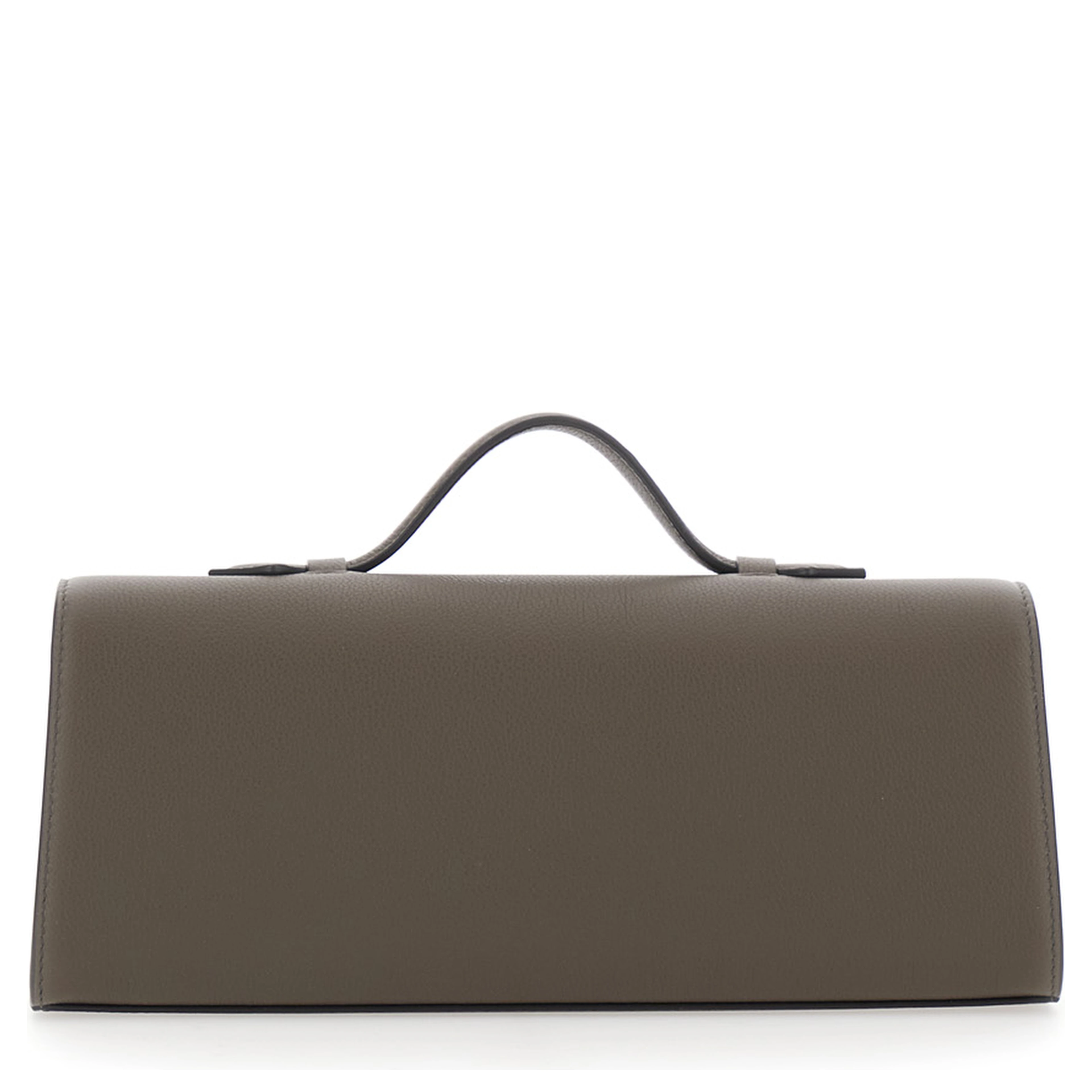 Symmetry Brown Slim Handbag with Top Handle and Turnlock Closure in Leather for Women