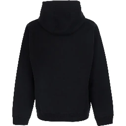 Black Hoodie with fixed hood and FF embroidery on the front in cotton for men