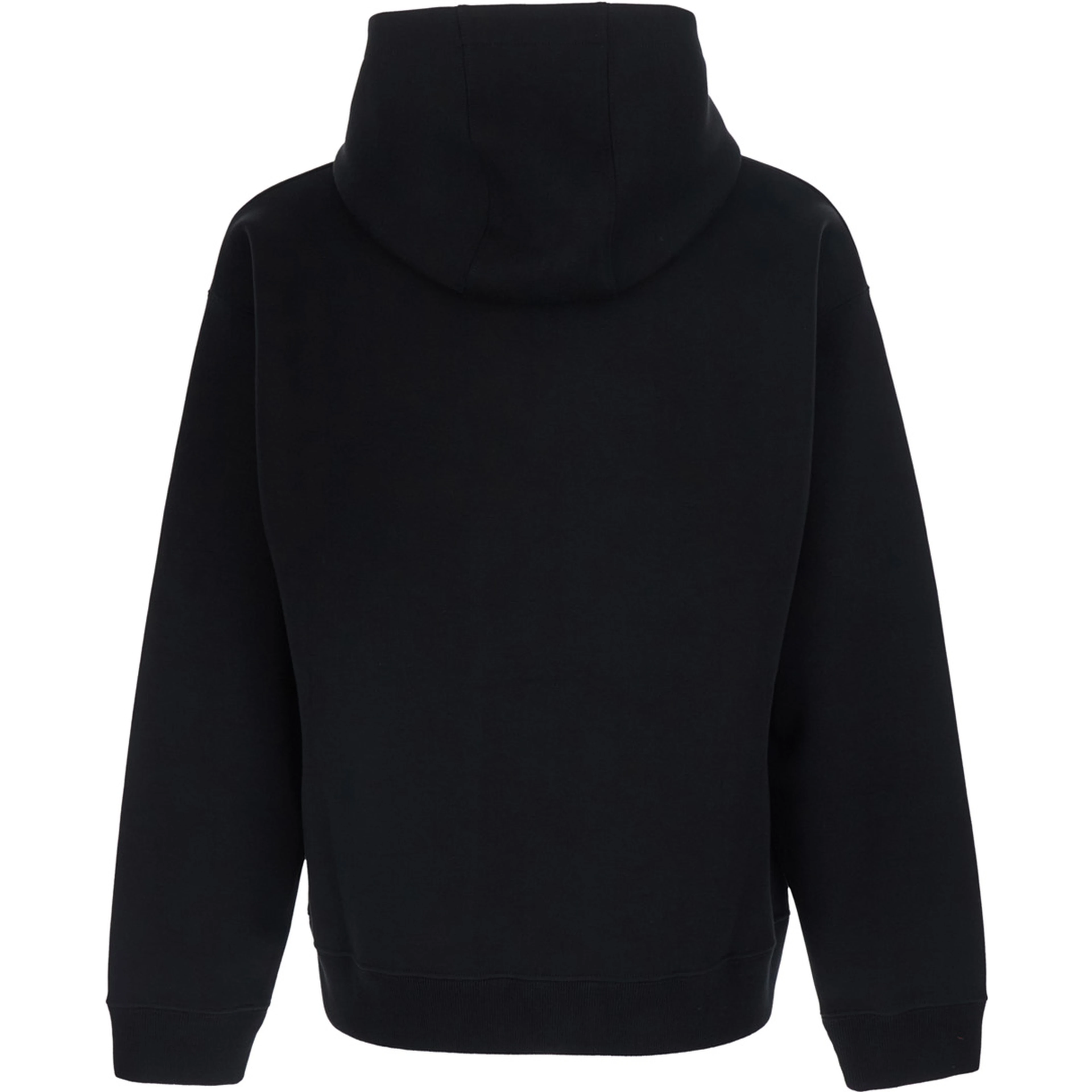 Black Hoodie with fixed hood and FF embroidery on the front in cotton for men