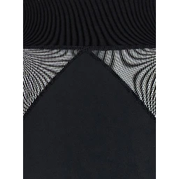 Black Long dress with Boat neckline and geometric seams in wool for women