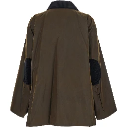 Jacket with Ribbed Collar and Double Vent on the Back in Brown Cotton for Women
