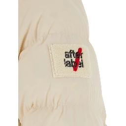 LEVI Cream white Down jacket with zip and logo patch on the sleeve in Tech Fabric women