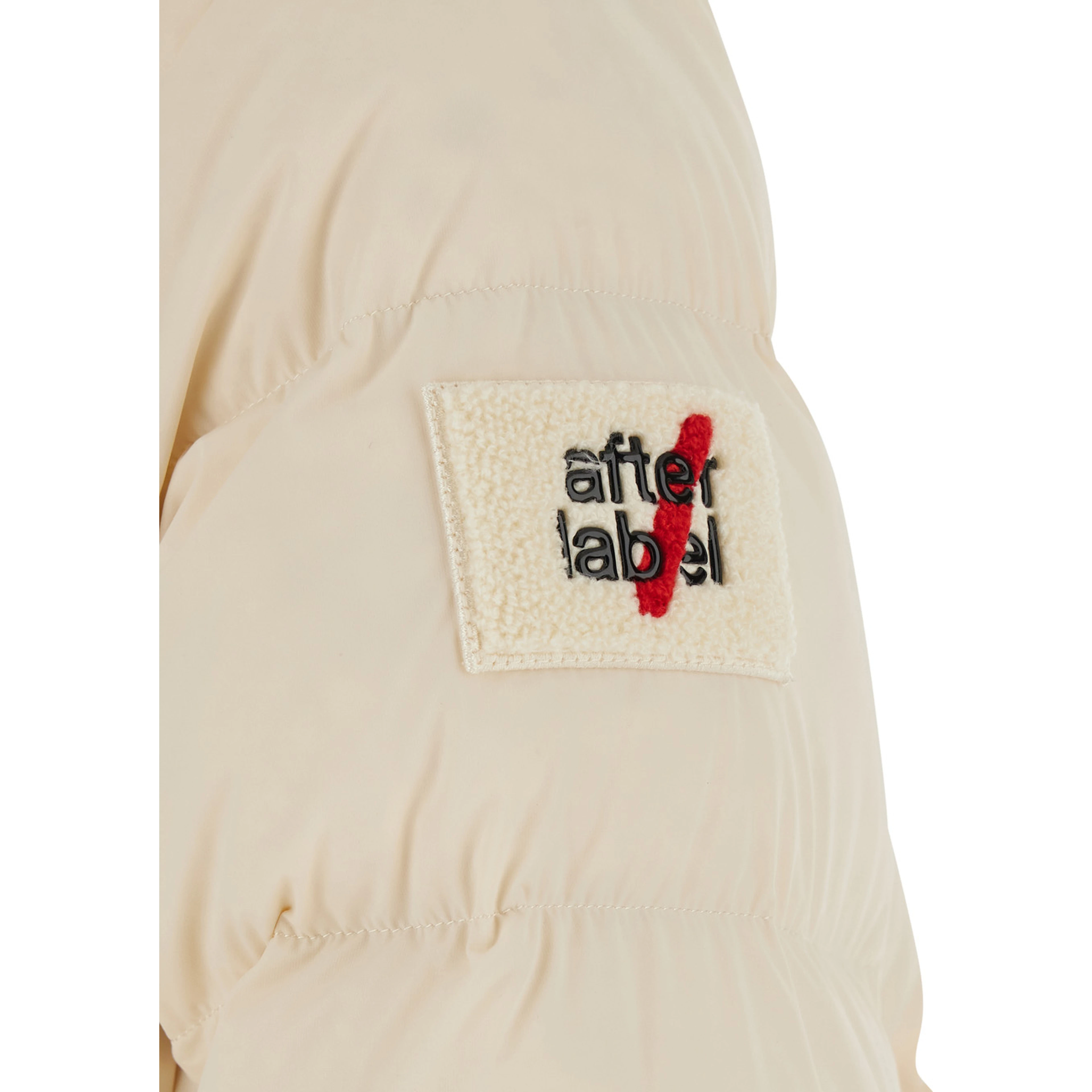 LEVI Cream white Down jacket with zip and logo patch on the sleeve in Tech Fabric women