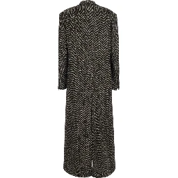 Brown Double-breasted coat with herringbone motif in wool blend Women