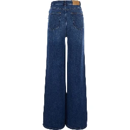 Blue Jeans with logo patch on the back and wide leg in denim for women