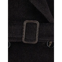 Jole brown Double-breasted coat with Peak revers and waist belt in wool for women