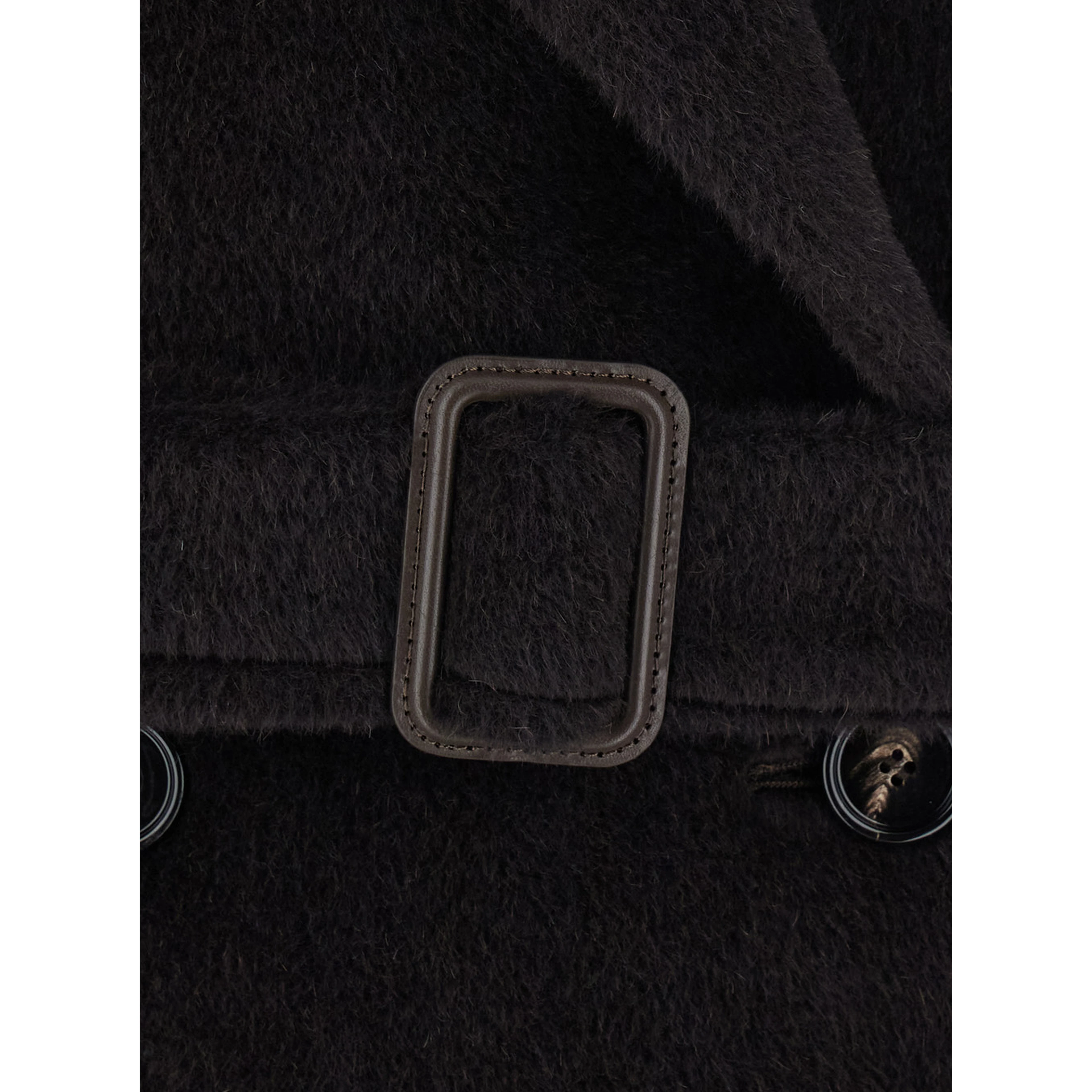 Jole brown Double-breasted coat with Peak revers and waist belt in wool for women