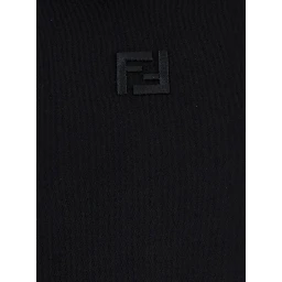 Black Hoodie with fixed hood and FF embroidery on the front in cotton for men