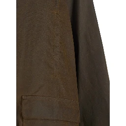 Jacket with Ribbed Collar and Double Vent on the Back in Brown Cotton for Women