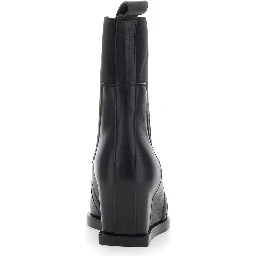 SHARP WEDGE SLIVER Black Ankle Boots with pointed design and tapered wedge in leather for women