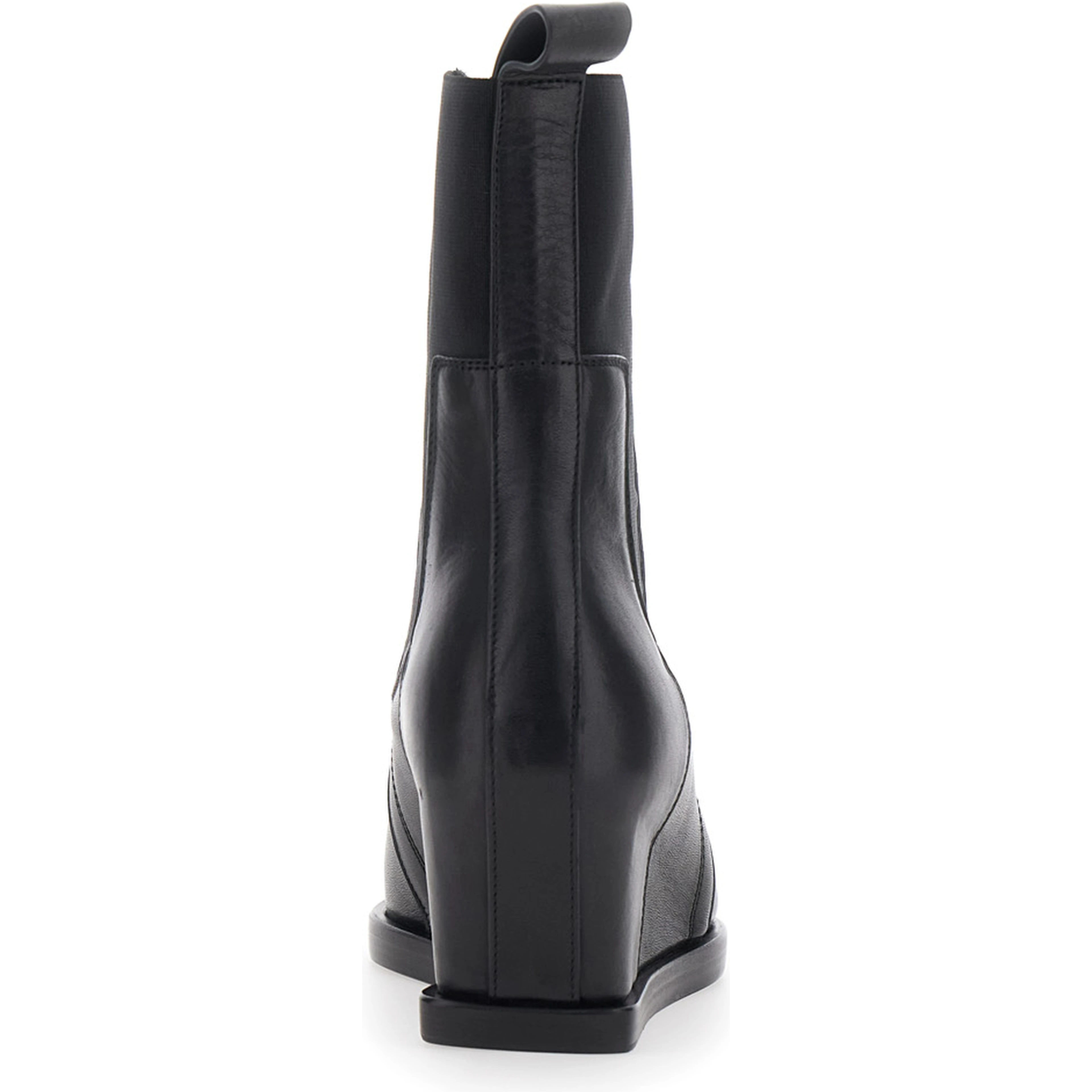 SHARP WEDGE SLIVER Black Ankle Boots with pointed design and tapered wedge in leather for women