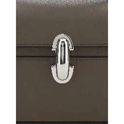 Symmetry Brown Slim Handbag with Top Handle and Turnlock Closure in Leather for Women