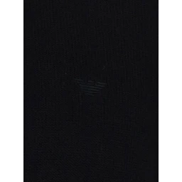 Black Crew Neck Sweater with Half Zip Closure on the Front and Logo Embroidery on the Front in Cotton for Men