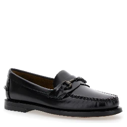 Loafers Joe with Horsebit in Black Leather for Women