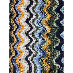 multicolor Scarf with all-over Zig Zag motif and fringed edge in fabric for women